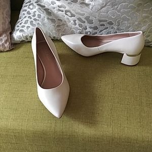 Cream color block heels